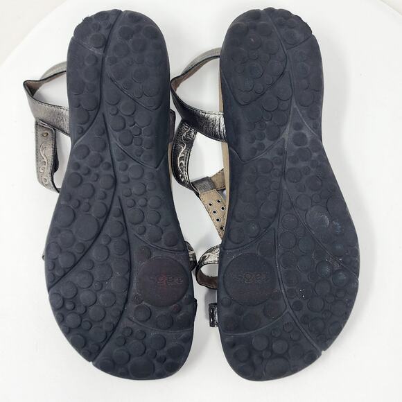 Taos Taos Replay Abeo Biosystem Sandals Women 10 Pewter Leather Stud Embroidered - Picture 13 of 15